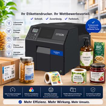 Epson ColorWorks C6000Ae - mit glänzender Schwarztinte